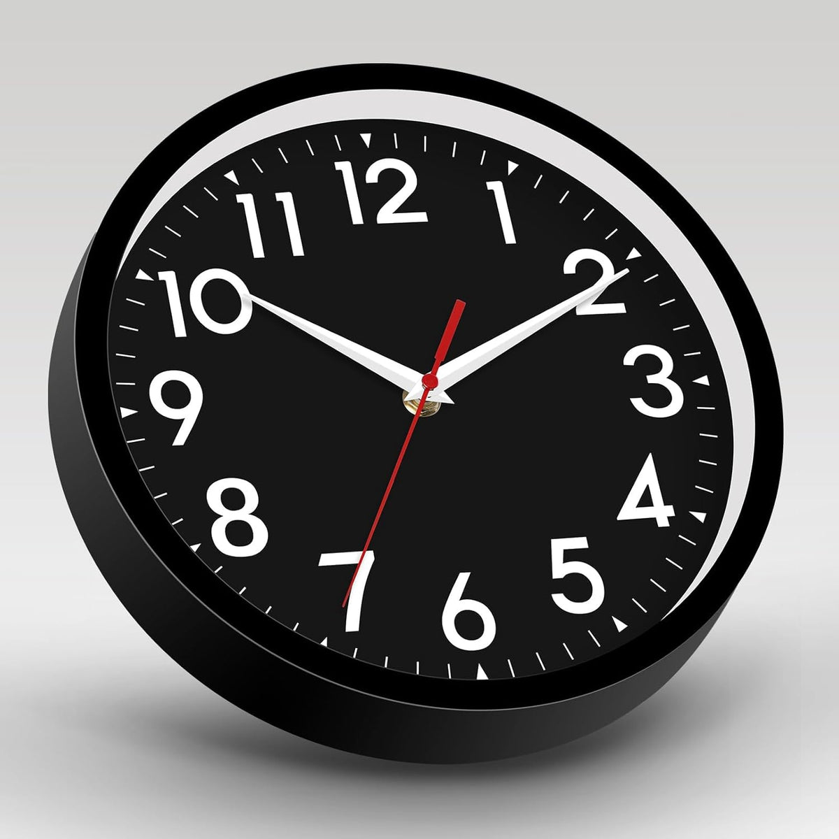 Wall Clock Small Analog 8 Inch Silent Non Ticking Battery Operated Modern Simple Decorative for Kitchen Office Bedroom Bathroom Living Room