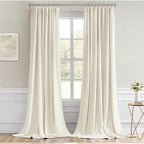 MIULEE Beige White Back Tab Blackout Curtains 52x96 Inch Long 2 Panels Set | - Image 9