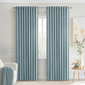 MIULEE Slate Blue Back Tab Blackout Curtains 52x90 Inch Long 2 Panels Set | Rod by MIULEE