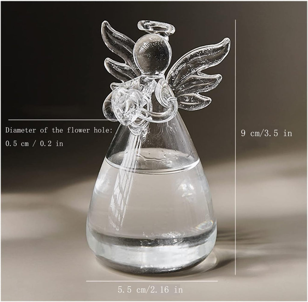 Angel Design Glass Vases Clear Flower Plant Terrarium Container Hanging Vase Wedding Decor Garden Ornaments Hanging Planter (Pack of 10)
