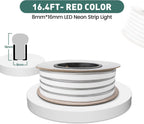 GZBtech Flexible LED Neon Rope Lights 16.4FT,AC 110-120V Waterproof Strip Light, 120LEDs/M Cuttable Connectable Neon Lighting for Indoor Outdoor Home Decor/Commercial Building Use-Red 5M