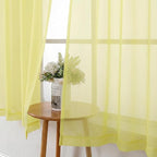 Goose Yellow Sheer Curtains 54 Inch Length 2 Panels, Voile Light Filtering - Image 4