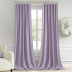 MIULEE Lilac Back Tab Blackout Curtains 52x108 Inch Long 2 Panels Set | Rod - Image 9