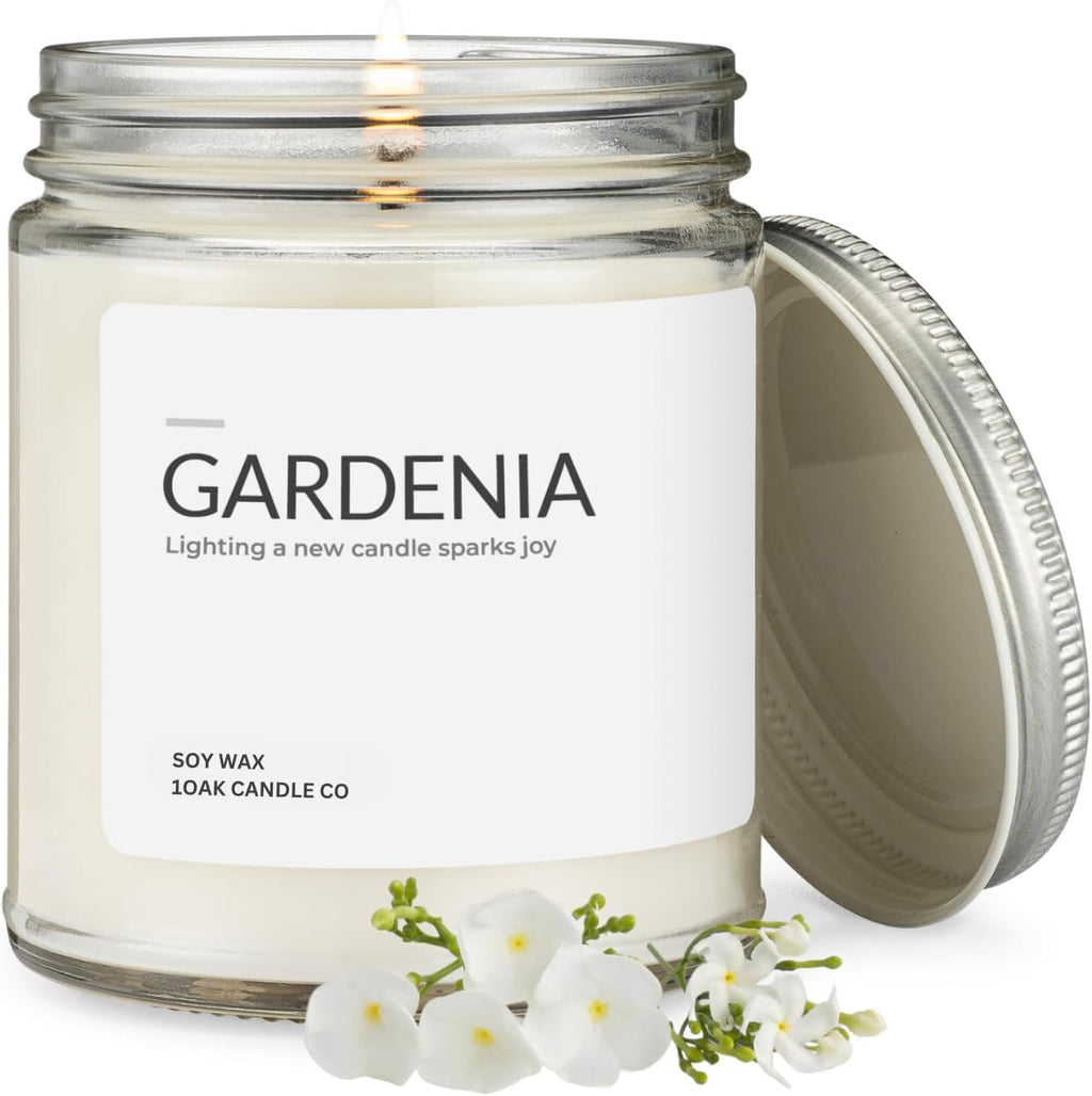 1OAK Soy Wax Scented Candles (Gardenia) - Long Burning Premium Hand-Poured (7oz.)