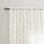 YJ YANJUN Vintage Lace Curtains 120 Inches Long-Antique Floral Ivory Privacy - Image 3