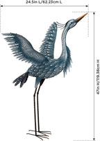 Regal Art & Gift Outdoor Garden Décor, Unique Bird Sculpture, Rustic Metal Bird Statues, Garden Ornaments, Bird Figurine for Lawn, Decorative Sculpture, Heron, Blue, Wings Up, 47"height