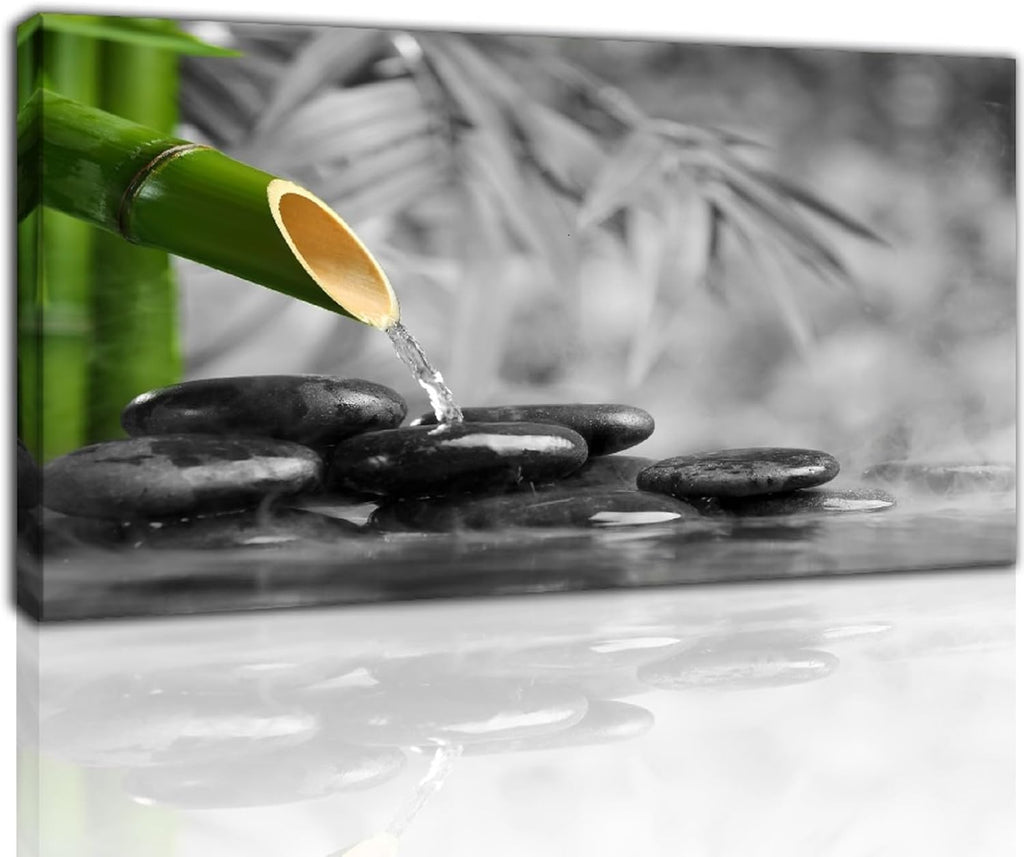 Yxbhhym Canvas Wall Art Living Room Black and White Wall Art Zen Poster Prints Green Wall Decor Stone Meditation Pictures for Office Kitchen Decoration Bedroom Wall Décor Framed Large Art