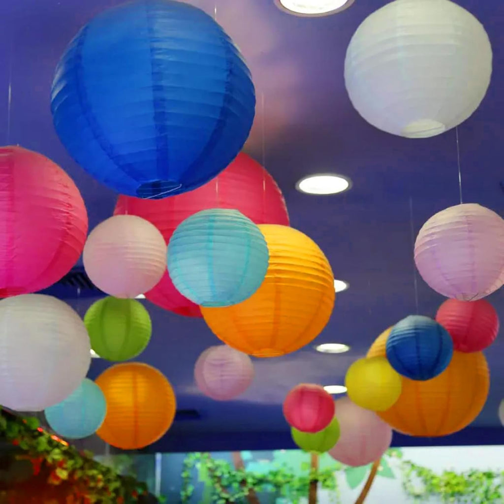 Paper Lanterns Decorations,Paper Hanging Decorations Ball Lanterns Lamps for Girl Birthday Parties, Bridal Showers, Baby Showers, Wedding（10 Pcs,4 in/6 in/8 in/10 in,Pink/White）
