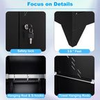 75" Metal Storage Cabinet, Tool Cabinets with Hooks, Garage Storage Cabinet with Lock, Heavy-Duty Tool Cabinet for Utility Room, Gym, Basement, Broom Closet Cabinet, Black