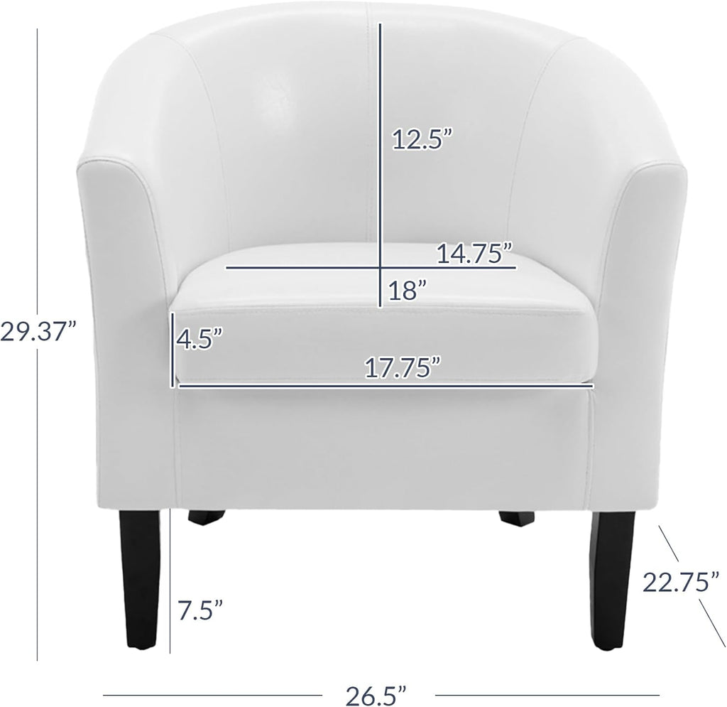 BELLEZE Accent Barrel Chair, Set of 2 lub Tub Sofa Corner Chair with Flared Legs and Cozy Soft Padding for Living Room Bedroom Waiting Room - White