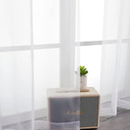 White Sheer Curtain 90 Inches Long 2 Panels Set, Solid Filmy Drapes - Image 7
