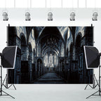 ChloropLastid 10x8ft Scary Church Halloween Backdrop Dark Black Horror Gothic Medieval Castle Interior Photography Background Halloween Night Carnival Theme Party Decor Banner Photo Studio Props