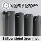 SimpleHome Grey 100% Blackout Curtains Room Darkening Living Room 96 Inch | - Image 6