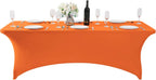 SuperO 2Pack Waterproof Spandex Table Cover for 8FT Table Universal Fitted Stretch Tablecloth for Party, Banquet, Wedding and Events-Orange