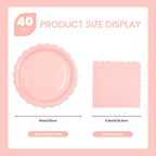 40 pcs Pink Party Paper Plates and Napkins Disposable 9 inch 20 pcs Dessert Plates & 20 pcs Napkins Tableware for Fruit Cake Party Decorations