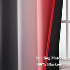 Red and Black Ombre Blackout Bedroom Curtains 54 Inch Long | Room Darkening - Image 5