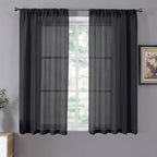 Tollpiz Short Sheer Curtains Linen Textured Bedroom Curtain Sheers Light by Tollpiz