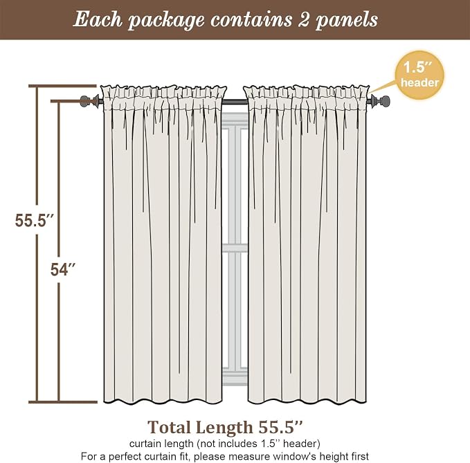Chyhomenyc Sheer Curtains 54 Inch Long 2 Panels Set - Image 3