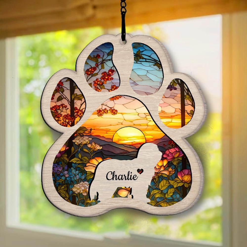 Personalized Bearded Collie Suncatcher Dog Memorial Gifts, Custom Bearded Collie Ornament Christmas Tree, Pet Remembrance Gift, Loss of Dog Sympathy Gift, Pets Memorial Ornament, Pet Loss Suncatcher