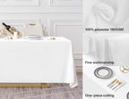 Surmente White Rectangle Tablecloth 90 x 132-inch Rectangular Polyester Table Cloth for Weddings, Banquets, or Restaurants