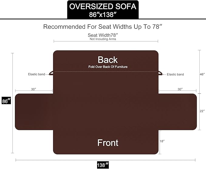 U-NICE HOME Large Sofa Cover Reversible Couch Cover, Light Blue/Beige | - Image 6