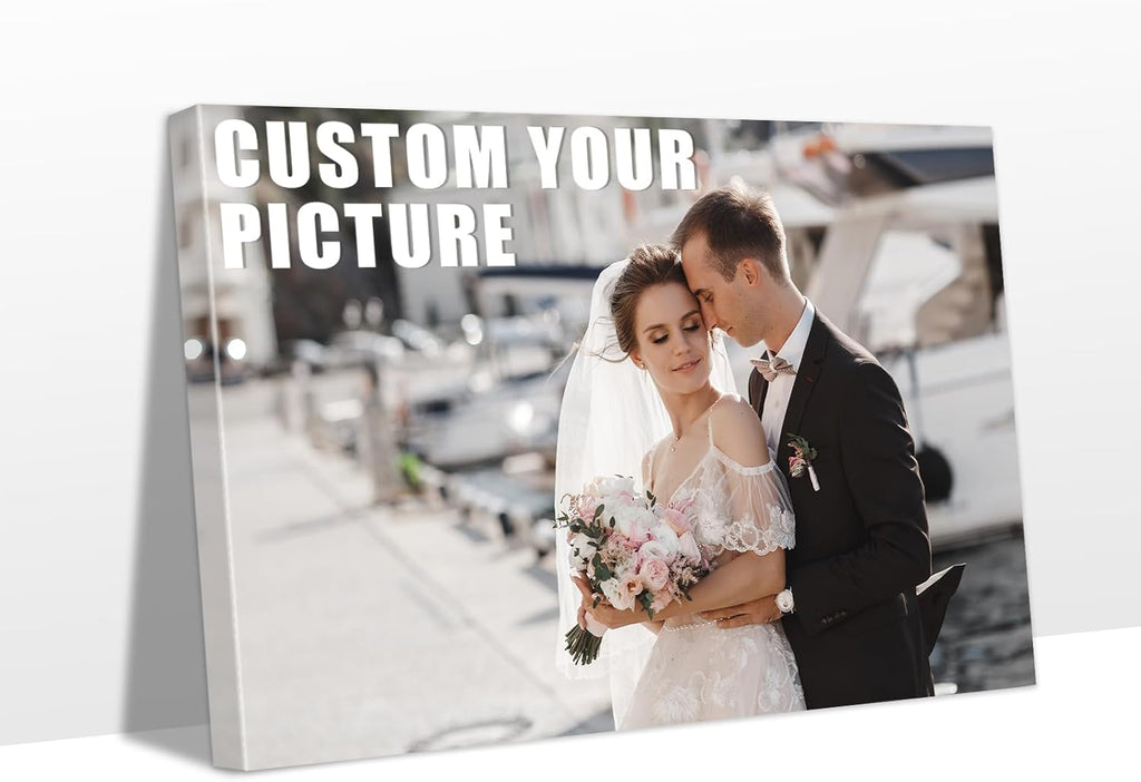 Personalized Custom Canvas Prints with Your Photos & Text, Customized Picture Print, Transform Own Images Into Framed Wall Art Digitally Printed Photo to Canvas, Keepsakes Gifts for Family 12x8’’