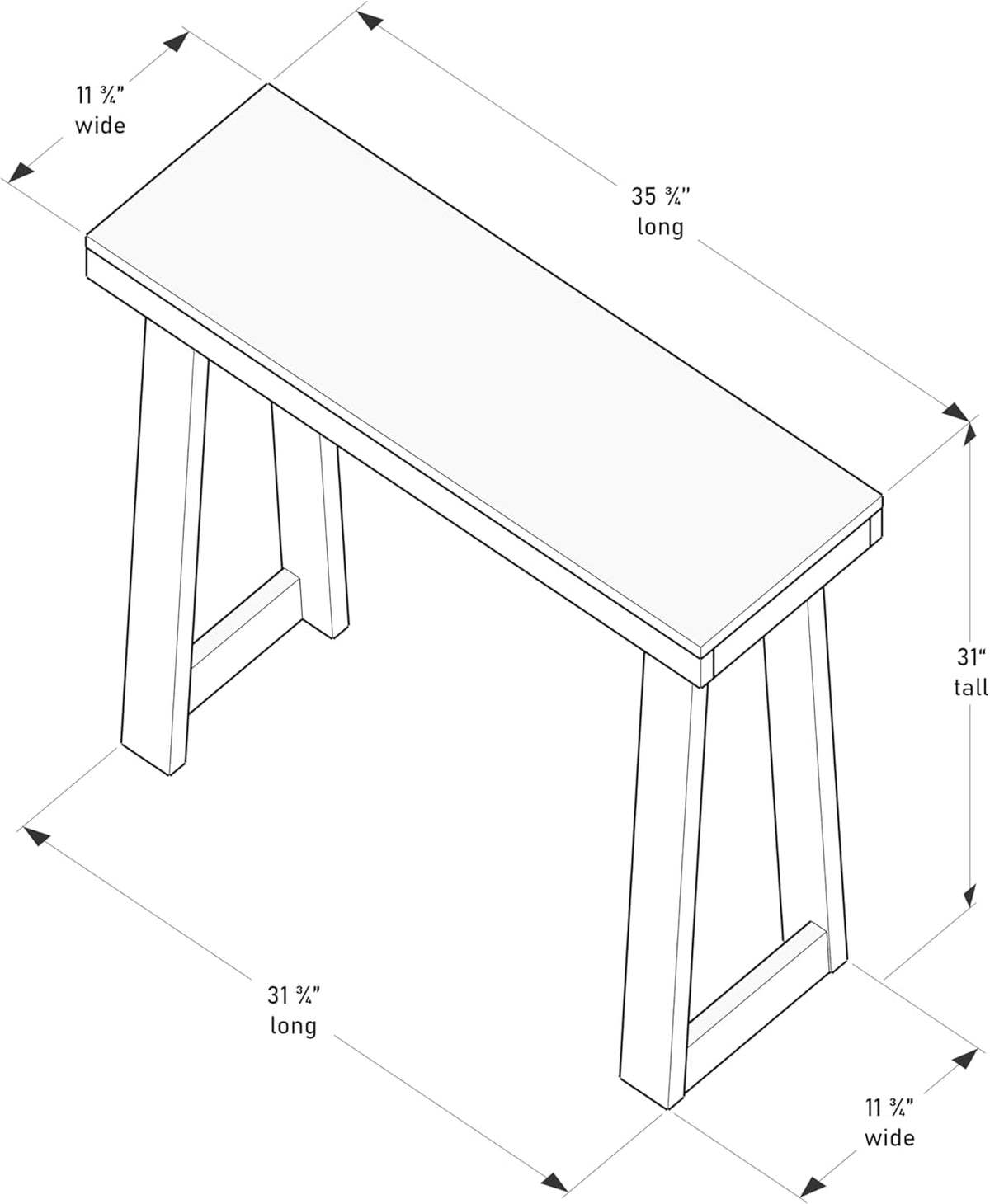 Plank+Beam Solid Wood Console Table, 36 Inch, Sofa Table, Narrow Entryway Table for Hallway, Behind The Couch, Living Room, Foyer, Easy Assembly, Coastal White