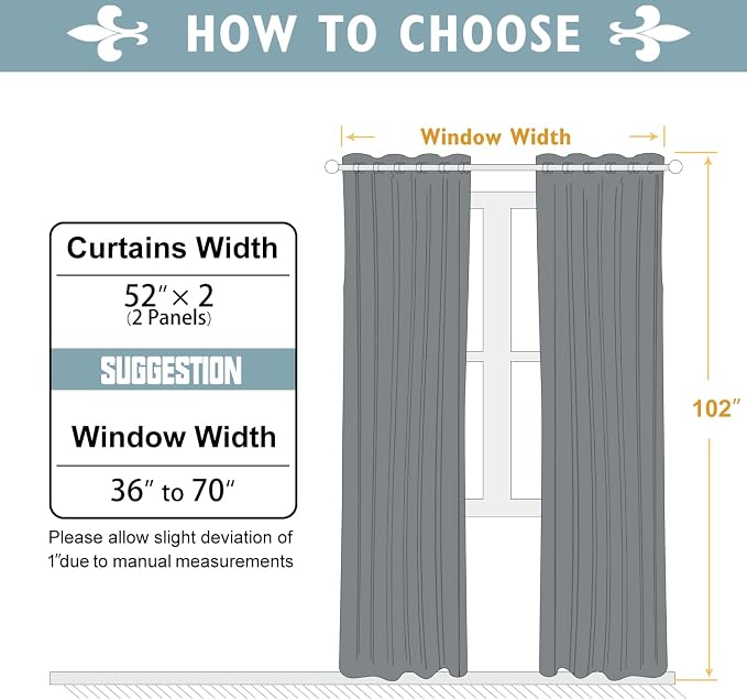 ChrisDowa Blackout Curtains for Bedroom and Living Room 102 Inches Long | 2 - Image 7