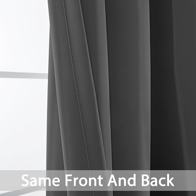 Yakamok Room Darkening Curtains 62x96 inch Length Charcoal Grey-Living Room | 2 - Image 3