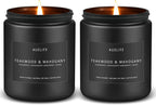 2 Pack Teakwood & Mahogany Candle | Scented Candles for Men, Man Gifts for Men - Masculine Candles - Soy Candle for Home Scented - 7oz Black Jar, Long Lasting