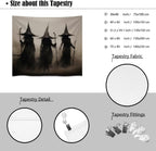 Witch Tapestry Witchy Halloween Decor Vintage Three Witches Bedroom Tapestries Retro Art Aesthetic Wall Tapestry for Bedroom Dorm Living Room white