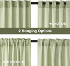MIULEE Sage Green Kitchen Curtain 36 Inch Length 2 Panels Farmhouse | Textured - Image 5