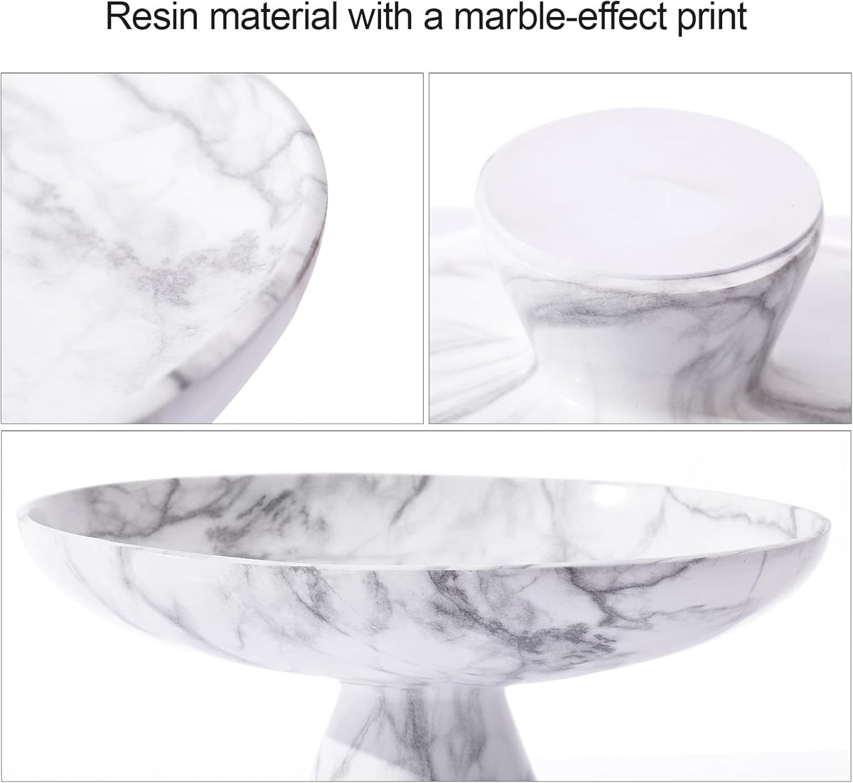 DN DECONATION White Resin Decorative Bowl for Modern Home Decor, 11.2" Large Pedestal Kitchen Fruit Bowl/Key Holder/Candy Dish/Potpourri for Entryway Table, Coffee Table, Dining Room,Table Centerpiece
