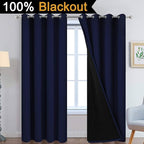 Yakamok Navy Blue 100% Blackout Curtains 84 Inches Long 52" Wide, 2 Panels | - Image 2