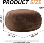 5FT，Big Bean Bag Chairs for Adults，Large beanbag with Filler Included，Memory Foam Material，Easy to Clean and Washable Corduroy Fabric，Suitable for Living Room and Bedroom (Coffee Color, 5 Foot)