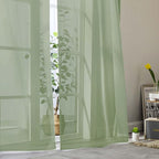 Sage Green Sheer Curtains for Bedroom Living Room 90 Inches Long 2 Panels Set - Image 9