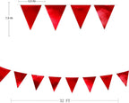 Red Party Decorations Triangle Pennant Banner Flag Dark Red Metallic Fabric Bunting Garland for Graduation Wedding Bridal Shower Birthday Anniversary Holiday Valentines Retirement Party Supplies