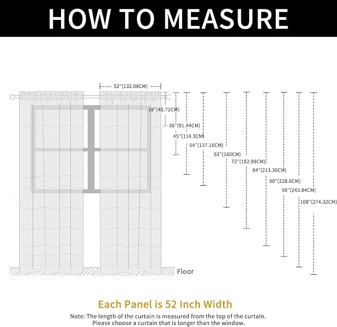SpaceDresser Check Sheer Curtains 108 Inches Long - Image 6
