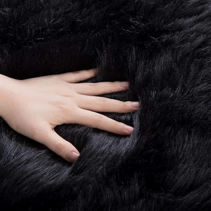 ORINOVA Black Shag Faux Fur 4x6 Area Rugs - Image 8