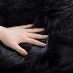 ORINOVA Black Fuzzy Faux Sheepskin Shaggy Fur Rugs - Image 7