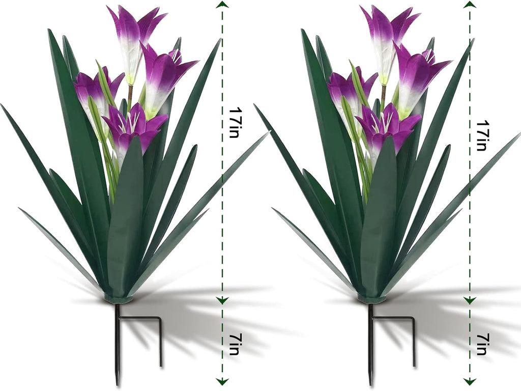 Homight Metal Agave Plant Outdoor Decoration Outdoor Garden Decoration Lily Mexican Yard Art Plant Garden Agave Lily Decorative Garden Gift… (2 Big Purple Lilies)