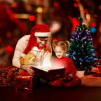 32 inch Green 5-Layer LightShow Small Fiber Optic Christmas Tabletop Tree with Gold Pot and Adaptor
