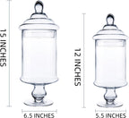 Diamond Star Clear Glass Apothecary Jar Decorative Candy Buffet Jars Elegant Glass Storage Containers (Height: 15" Body: 6.5")