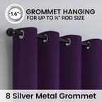 SimpleHome Purple 100% Blackout Curtains Room Darkening Living Room 63 Inch | - Image 6