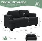 3 Pieces Corduroy Couch Set for Living Room, 7 Seats Cloud Sofa, Deep Seat Floor Couch for Bedroom, Futon Modern Sofa Sectional Bed, Black Corduroy
