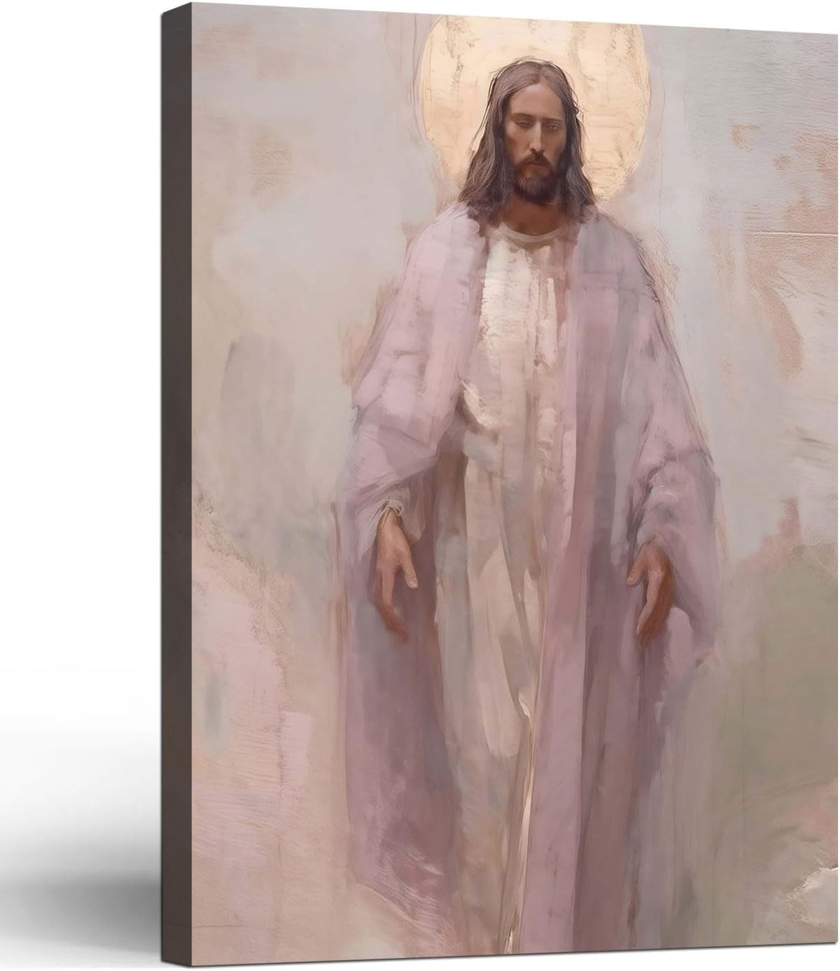 Framed Jesus Christ Christian Wall Art Decor Canvas Print Wall Painting Canvas Poster Picture Faith Religious Artwork for Living Room Bedroom Church Gallery Decor 12x16 Inch Ready to Hang