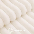 decorUhome Fall Faux Fur Throw Pillow Covers 16x16 Set of 2 Cream White | - Image 3