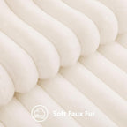decorUhome Fall Faux Fur Throw Pillow Covers 12x20 Set of 2 Cream White | - Image 3