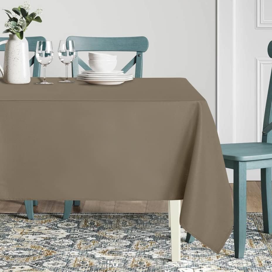 sancua Rectangle Tablecloth - 70 x 90 Inch - Stain and Wrinkle Resistant Washable Polyester Table Cloth, Decorative Fabric Table Cover for Dining Tables, Buffet Parties and Camping, Taupe