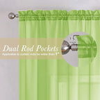 Lime Sheer Curtains 78 Inches Long 2 Panels, Rod Pockets Light Filtering Living - Image 5